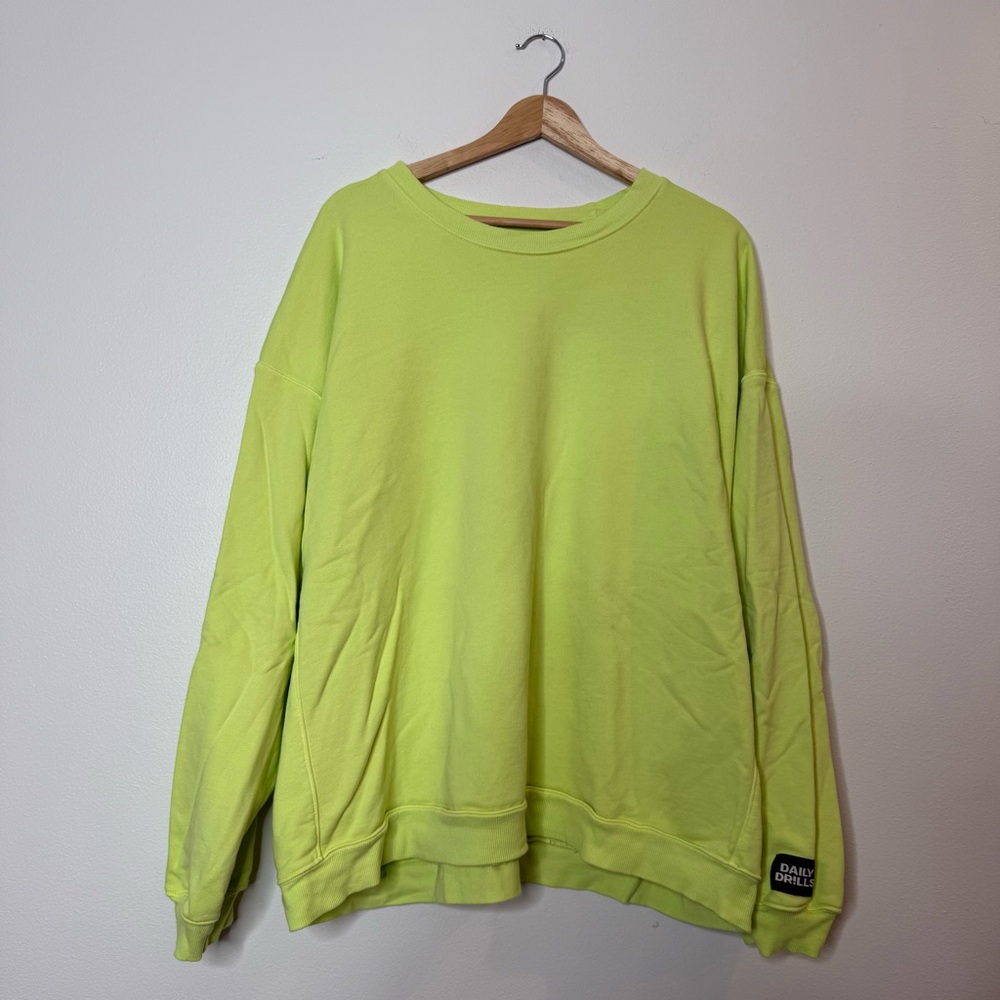 Daily Drills Zilker Oversized Crewneck size xs/small neon green - Picture 2 of 8